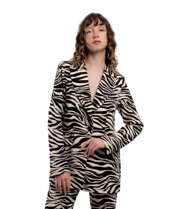 Zebra Desen Premium Kumaş Ceket Pantolon Takım