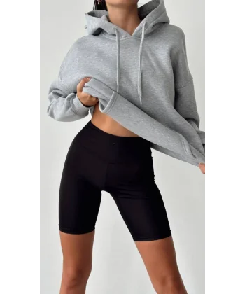 GRİ KAPÜŞONLU SWEATSHİRT