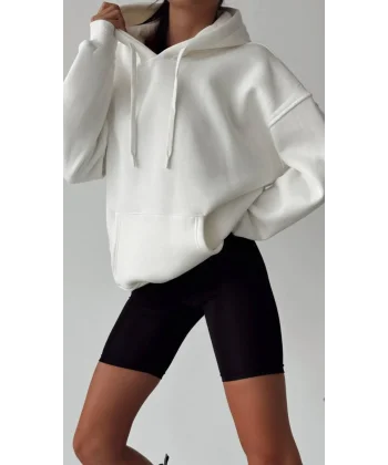 BEYAZ KAPÜŞONLU SWEATSHİRT