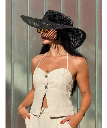 İP ASKILI KETEN BÜSTİYER