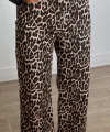Leopar Desen Yüksek Bel Gabardin Pantolon