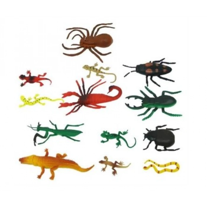 Sürüngenler ve Böcekler Poşetli Hayvan Oyun Seti 13lü