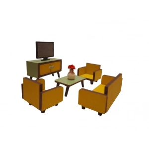Mini Ahşap  Salon Takımı 7 Parça