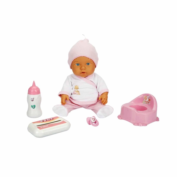 Bebelou Tuvalet Zamanı Sesli Bebek Seti 35 cm -PEMBE