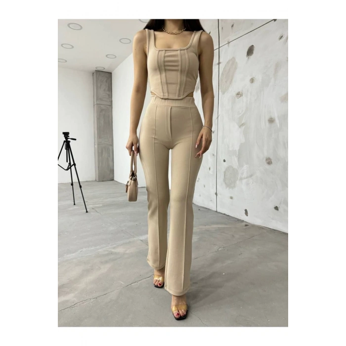 Bej Bilyeli İnterlook Alt Üst Takım