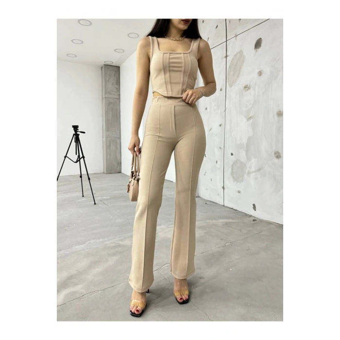 Bej Bilyeli İnterlook Alt Üst Takım