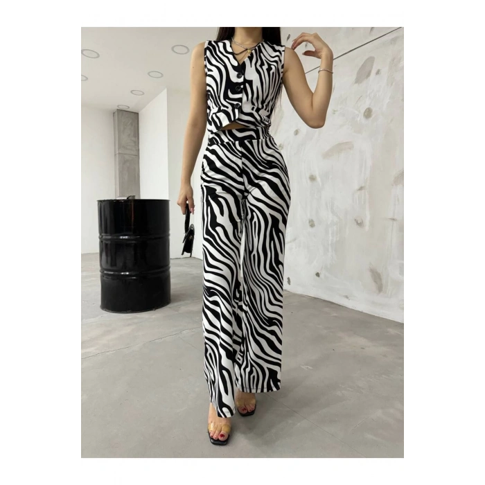 Zebra Desen Şifon Takım
