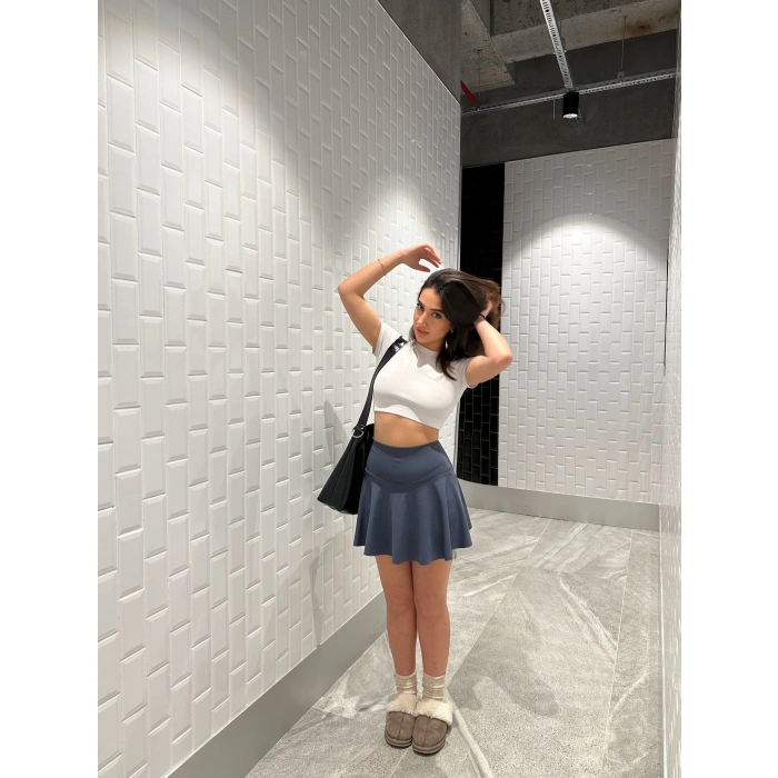 Antrasit Scuba Şort Etek