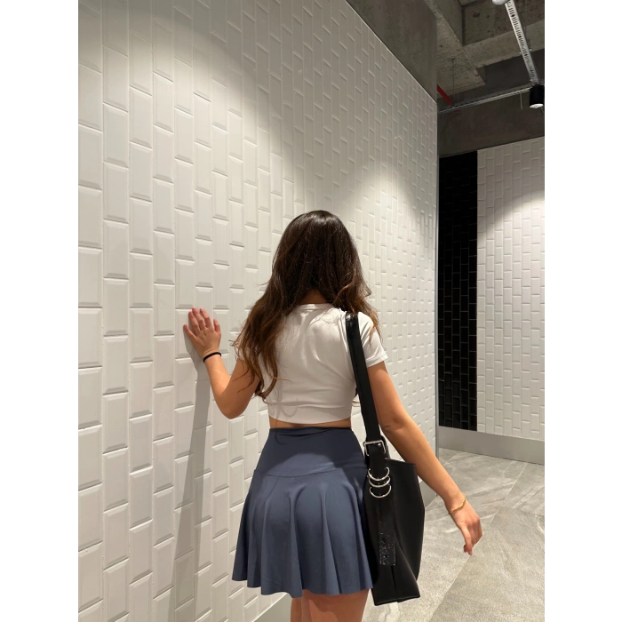 Antrasit Scuba Şort Etek