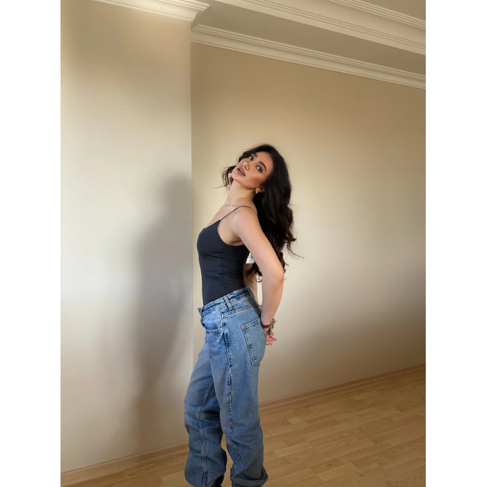 Antrasit ZRA Model Poliamid İp Askı Bluz