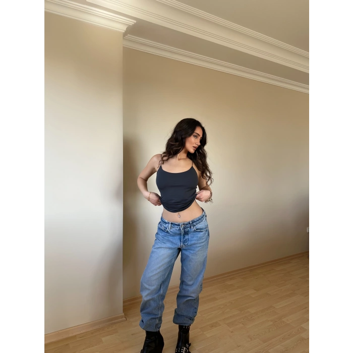 Antrasit ZRA Model Poliamid İp Askı Bluz