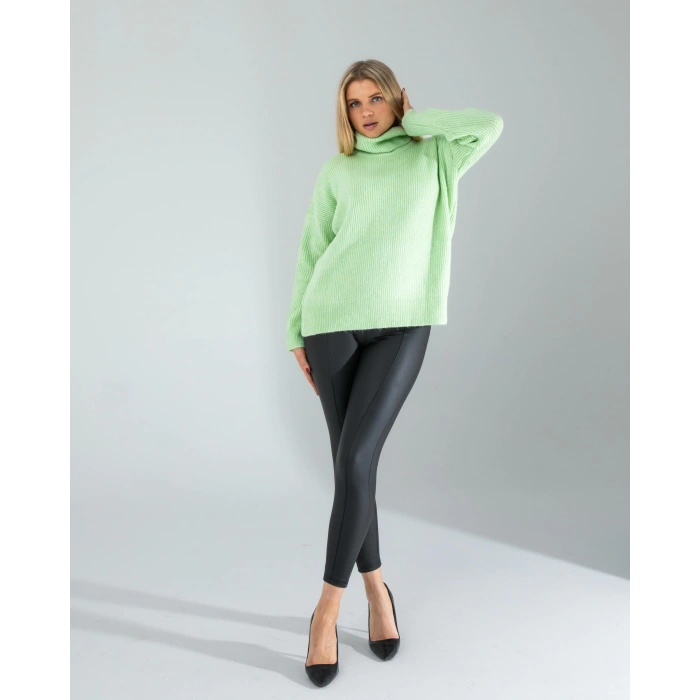 Mint Balıkçı Yaka Salaş Triko Kazak