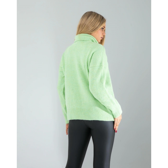 Mint Balıkçı Yaka Salaş Triko Kazak