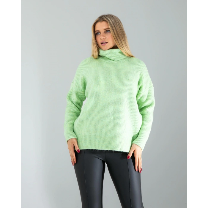 Mint Balıkçı Yaka Salaş Triko Kazak