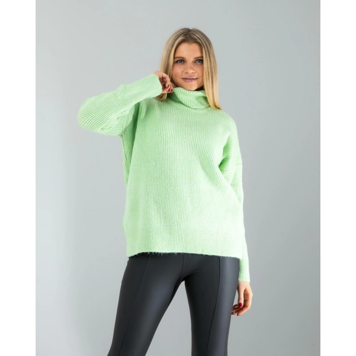 Mint Balıkçı Yaka Salaş Triko Kazak