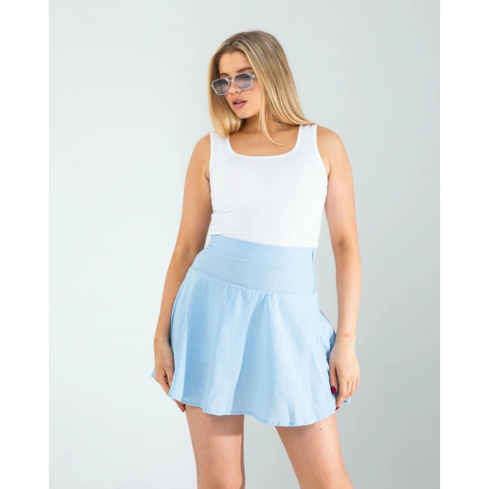 Bebe Mavi Keten Şort Etek