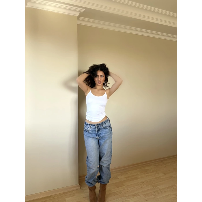 Beyaz ZRA Model Poliamid İp Askı Bluz