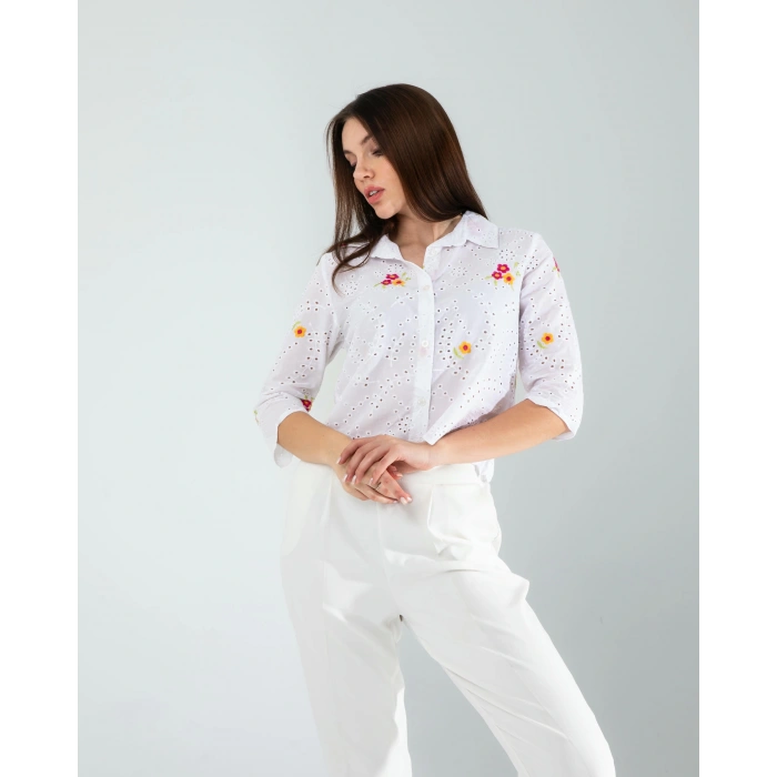 Sarı Nakışlı Fisto Gömlek