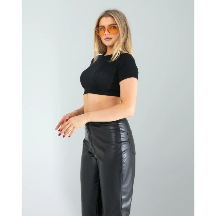 Siyah Fitilli Kaşkorse Mini Bluz