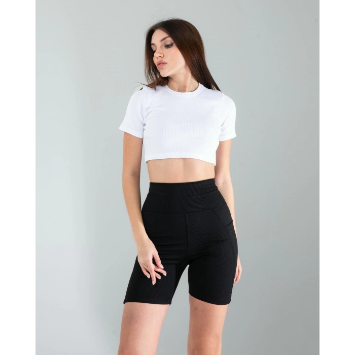 Beyaz Fitilli Kaşkorse Mini Bluz