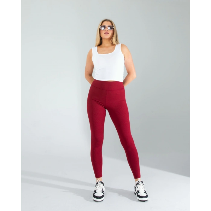 Bordo Fitilli Push Up Toparlayıcı Spor Tayt