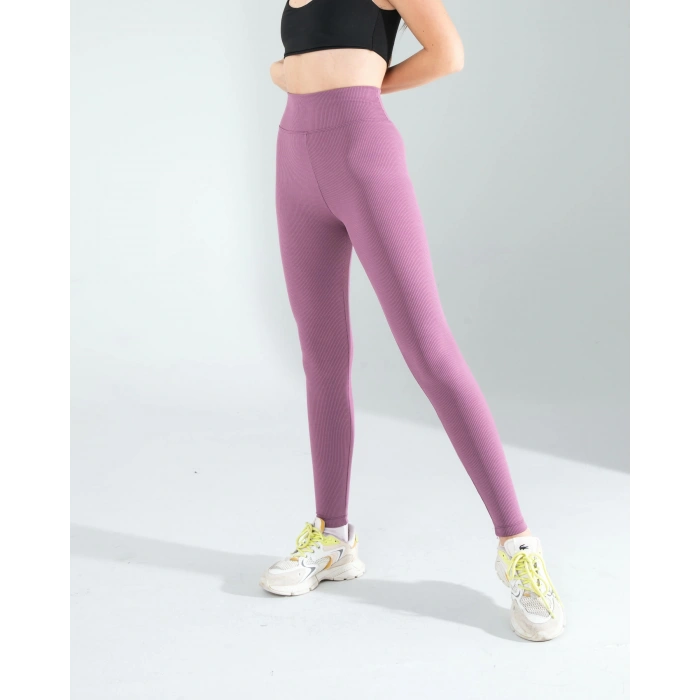 Lila Fitilli Push Up Toparlayıcı Spor Tayt