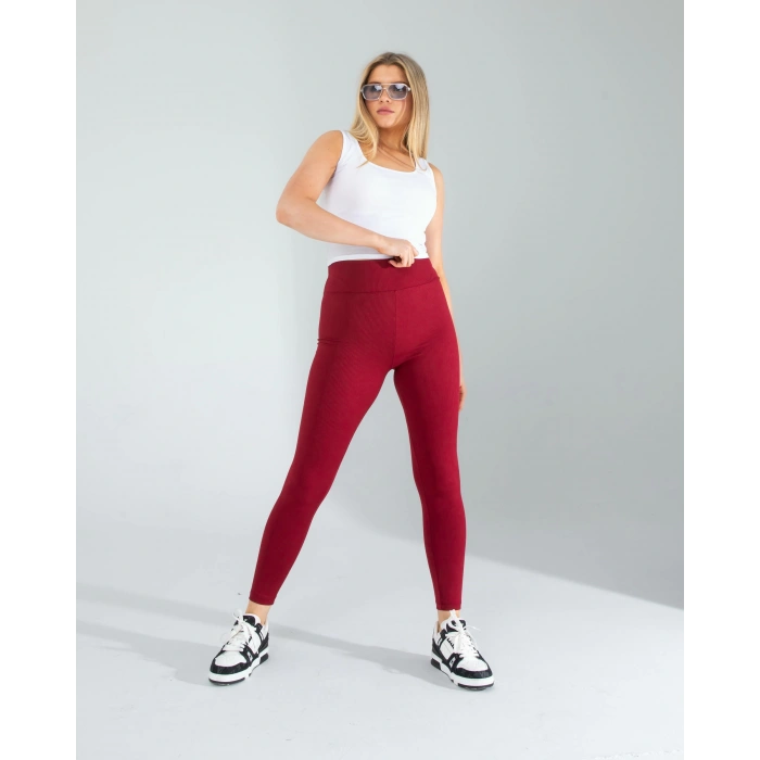 Bordo Fitilli Push Up Toparlayıcı Spor Tayt