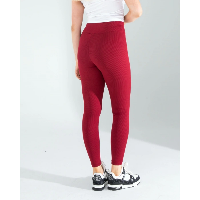 Bordo Fitilli Push Up Toparlayıcı Spor Tayt