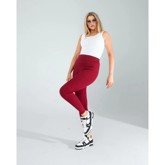 Bordo Fitilli Push Up Toparlayıcı Spor Tayt