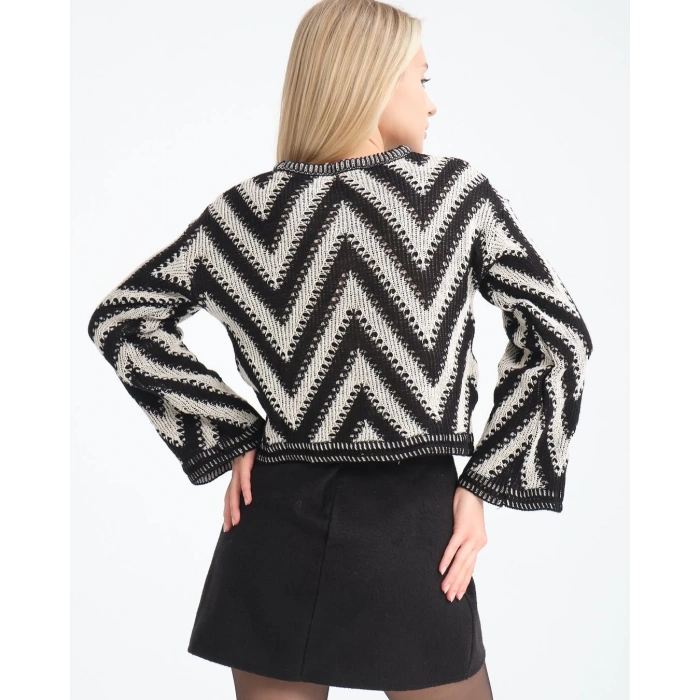Geometrik Desen Salaş Triko Kazak