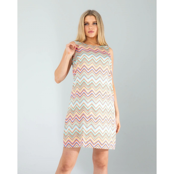 Geometrik Desen Saten Elbise