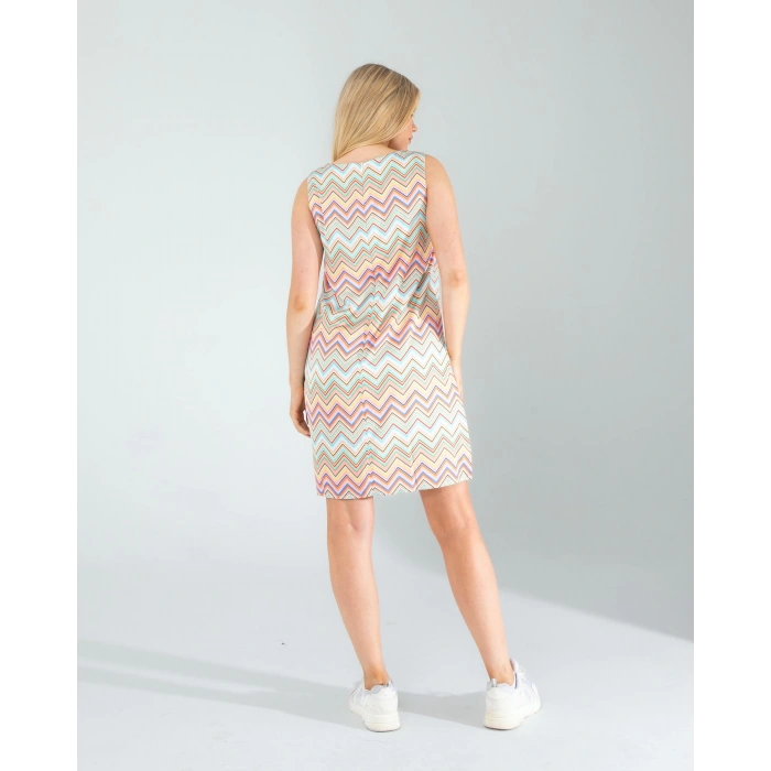 Geometrik Desen Saten Elbise