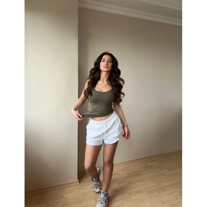 Haki ZRA Model Poliamid İp Askı Bluz