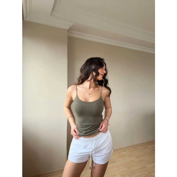 Haki ZRA Model Poliamid İp Askı Bluz