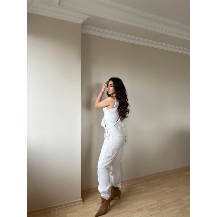 Halter Yaka Beyaz Bodysuit