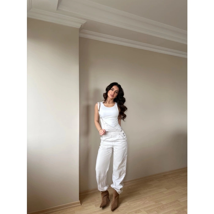 Halter Yaka Beyaz Bodysuit