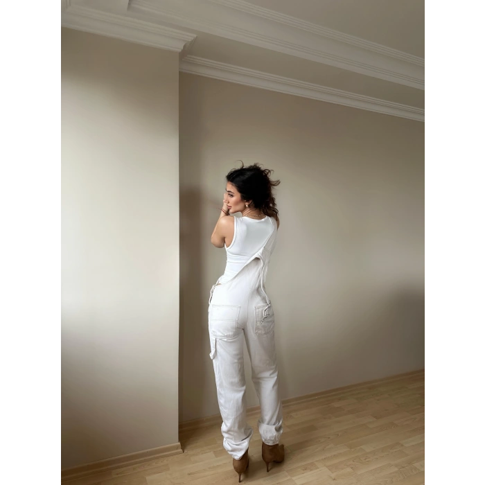 Halter Yaka Beyaz Bodysuit