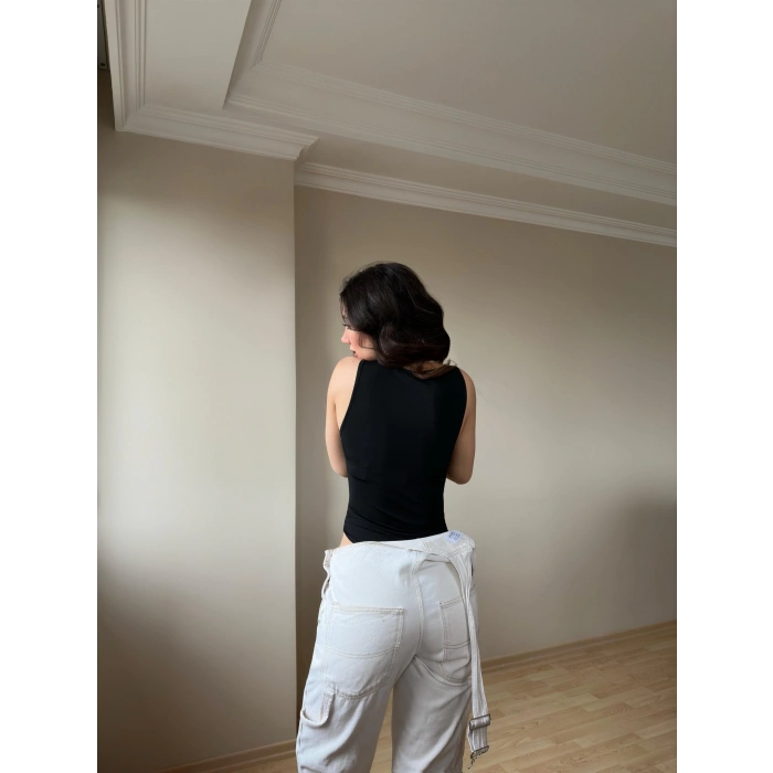 Halter Yaka Siyah Bodysuit