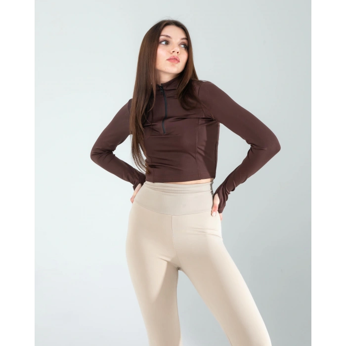 Kahve Renkli Parmak Geçmeli Spor Body