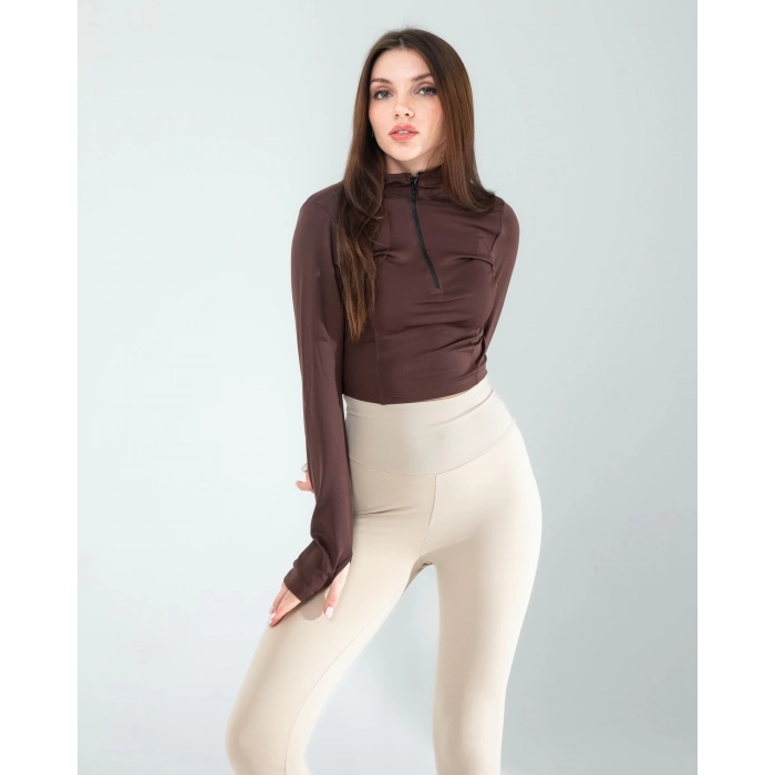 Kahve Renkli Parmak Geçmeli Spor Body