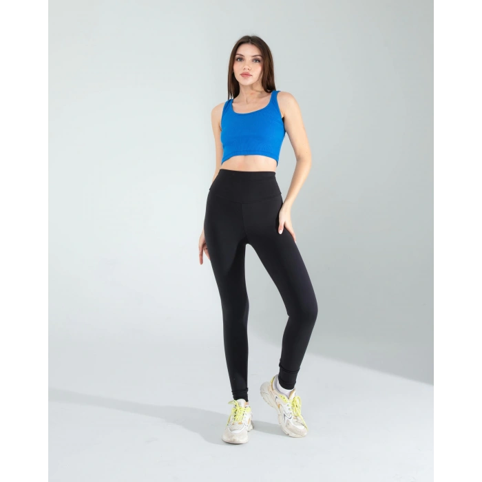 Mavi Kalın Askılı Fitilli Crop