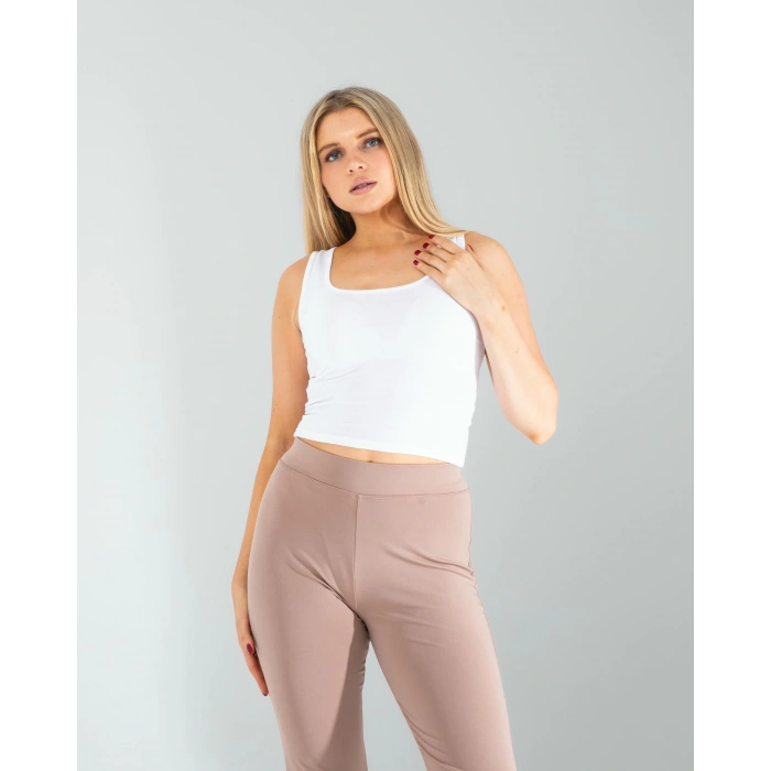 Beyaz Kare Yaka Basic Bluz