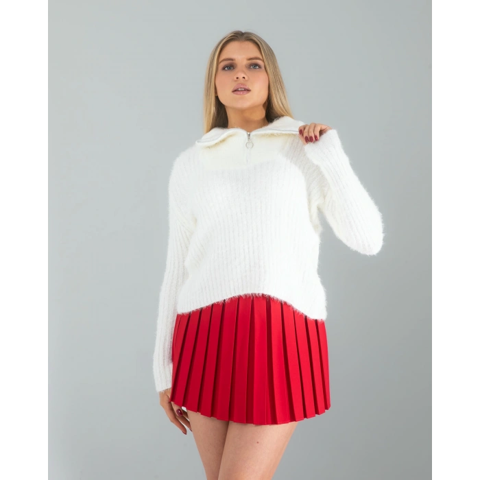 Kırmızı Pilseli Etek