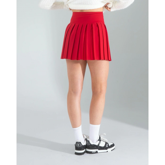 Kırmızı Pilseli Etek