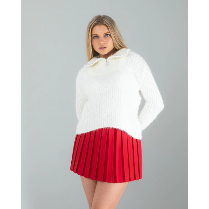 Kırmızı Pilseli Etek