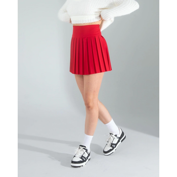 Kırmızı Pilseli Etek