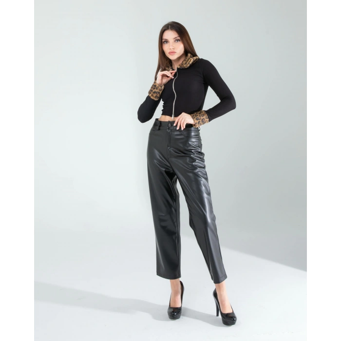 Kürk Detay Fermuarlı Crop