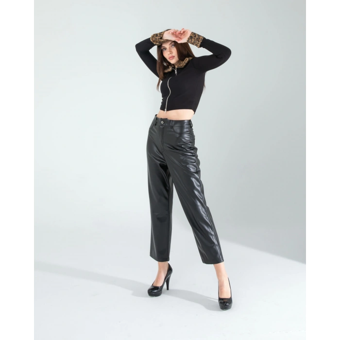 Kürk Detay Fermuarlı Crop