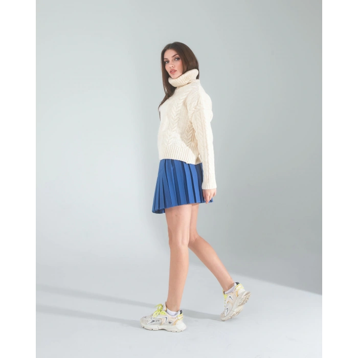 Lacivert Pilseli Etek