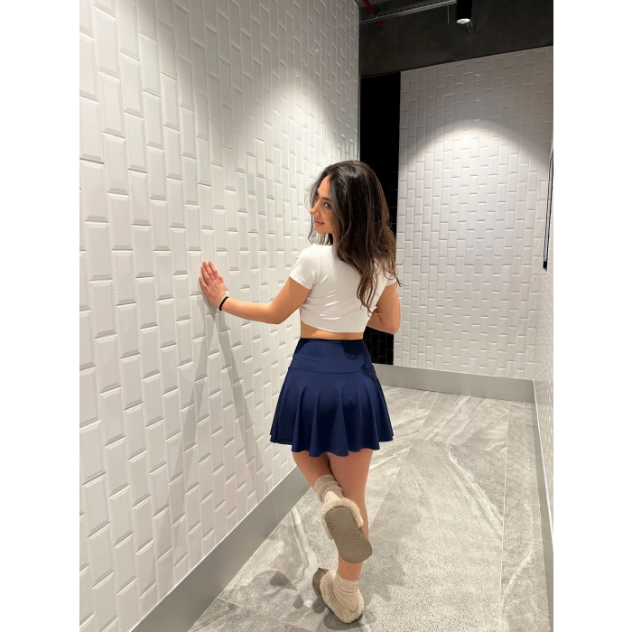 Lacivert Scuba Şort Etek